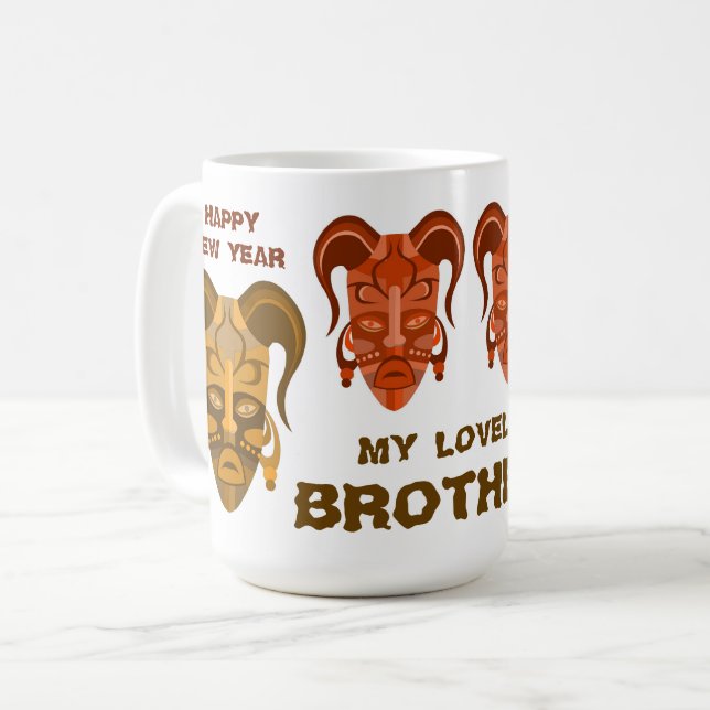 MUG MED TARDITIONELL MASKKONST KAFFEMUGG (Framsida vänster)