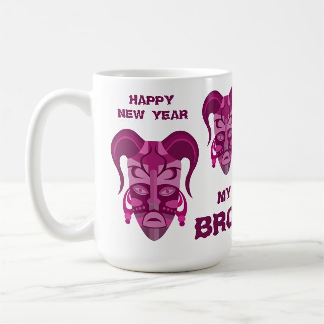MUG MED TRADITIONELL MASKKONST KAFFEMUGG (Vänster)