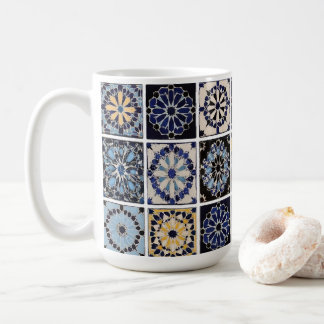 Mug - Moroccan Zellige Mosaic Navy Mustard Tile Kaffemugg