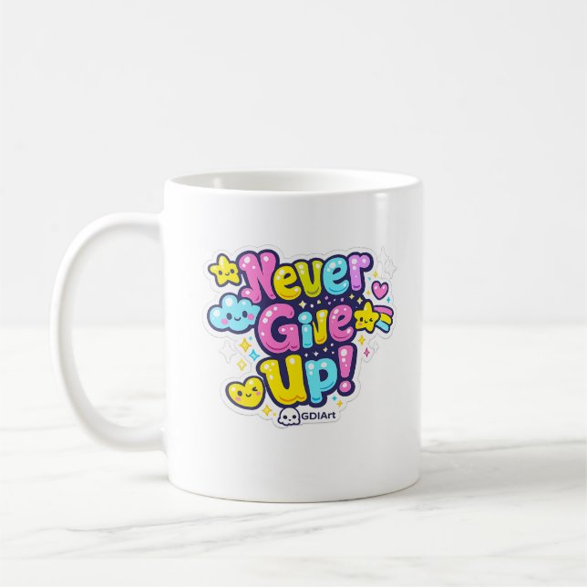 MUG - Never Give Up Kaffemugg (Vänster)