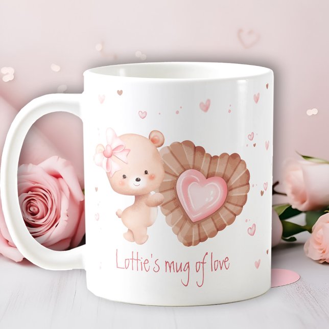 Mug Of Love Cute Teddy Bear Cookie Pink Valentine Kaffemugg (Mug Of Love Cute Teddy Bear Cookie Pink Valentine)