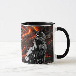 Mug panthère noire devant champ de lave mugg