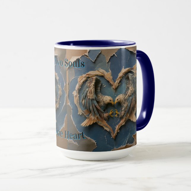 Mug Paper Cut Eagle Two Souls One Heart Mugg (Framsida höger)