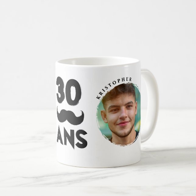 Mug personnalisé 30ème anniversaire 2 photos préno kaffemugg (Framsida höger)
