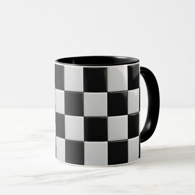 Mug personnalisé noir et blanc brillant. mugg (Framsida höger)