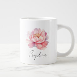 Mug personnalisé Pivoine Aquarelle Rose Jumbo Mugg