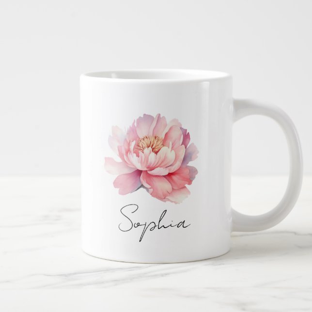 Mug personnalisé Pivoine Aquarelle Rose  Jumbo Mugg (Höger)