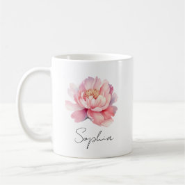 Mug personnalisé Pivoine Aquarelle Rose Kaffemugg