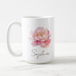 Mug personnalisé Pivoine Aquarelle Rose Kaffemugg