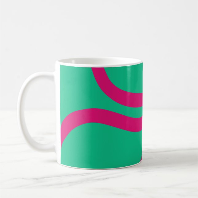 Mug – Pink Lines on Green Kaffemugg (Vänster)