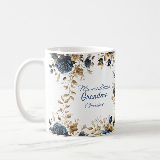 Mug Remerciement fleurs bleues Kaffemugg (Vänster)