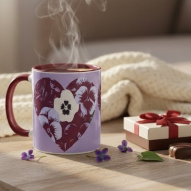 Mug Saint-Valentin "Cœur de Violettes"  Mugg (Skapare uppladdad)