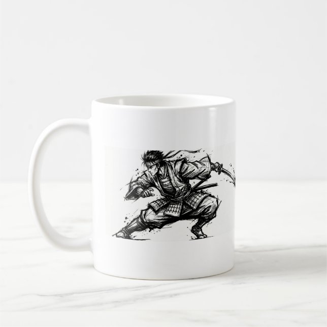 Mug Samurai Japonais Encre de Chine  Kaffemugg (Vänster)