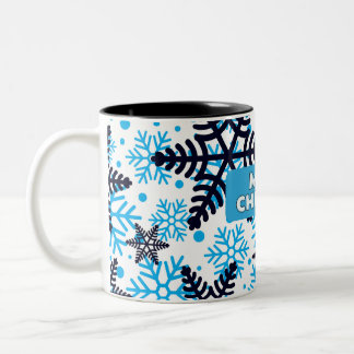 Mug Snowflake Pattern with Merry Christm Två-Tonad Mugg
