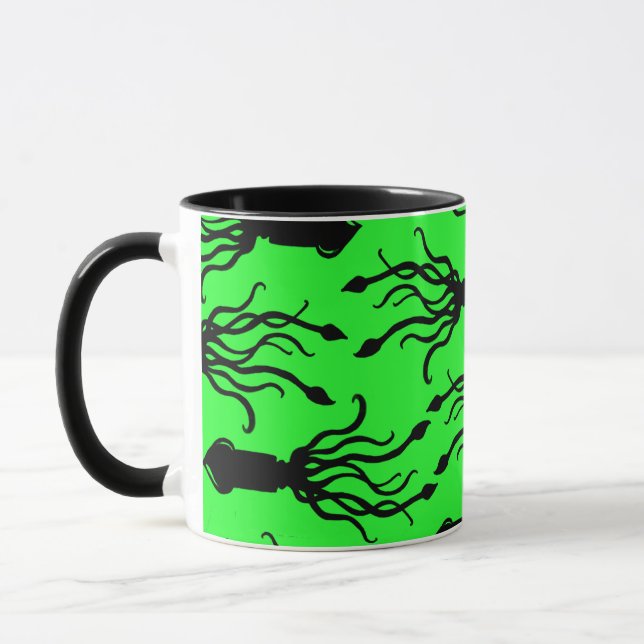 Mug Squid Art green Mugg (Vänster)