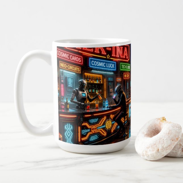 mug / tasse Saloon Cyberpunk Western Sci Kaffemugg (Med munk)