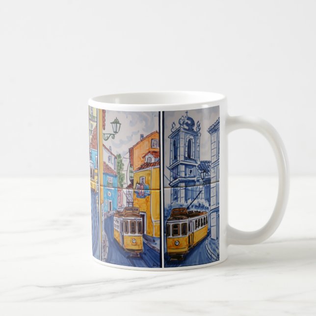 mug tramway rues de Lisbonne azulejos Kaffemugg (Höger)