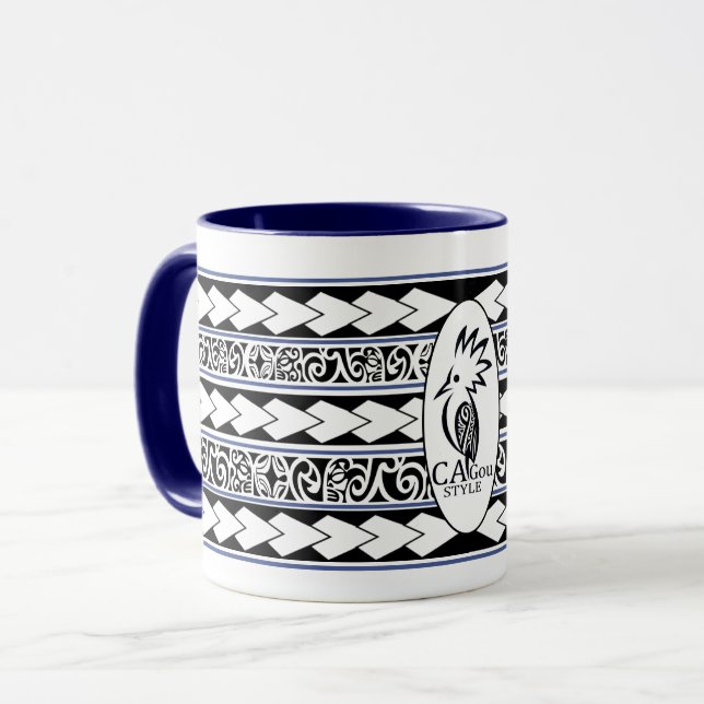 Mug Tribal Ethnic Bleu marine Mugg (Framsida vänster)