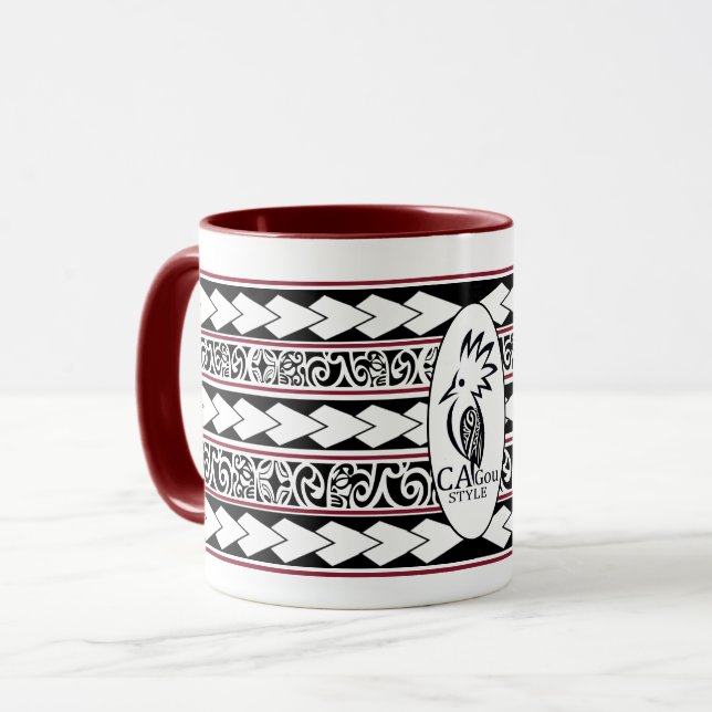 Mug Tribal Ethnic Bordeaux Mugg (Framsida vänster)