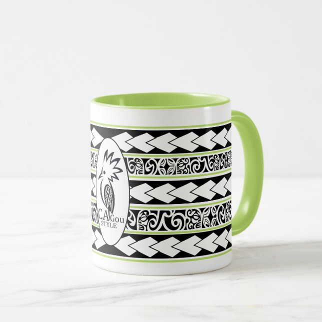 Mug Tribal Ethnic Vert Pomme Mugg (Framsida höger)