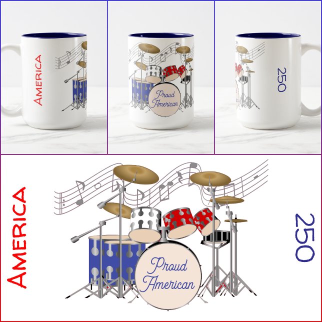 MUG - Trumset - Röd - Vit - Blå - America 250 Två-Tonad Mugg (Skapare uppladdad)
