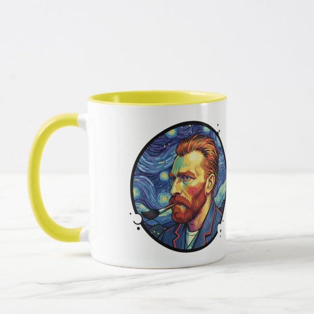 Mug Van Gogh portrait Starry night Unique Design Mugg (Vänster)