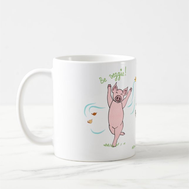 Mug vegan, cochon, vache et mouton : Be veggie ! Kaffemugg (Vänster)
