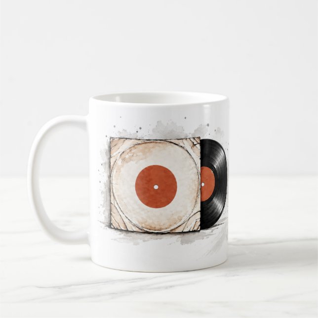 mug vinyle  , café, thé, cadeau kaffemugg (Vänster)