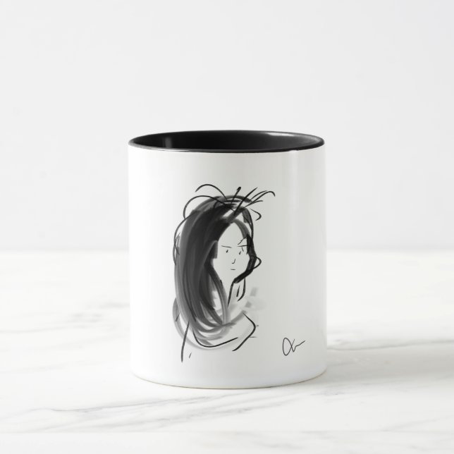 Mug Visage de femme aux cheveux longs Mugg (Center)