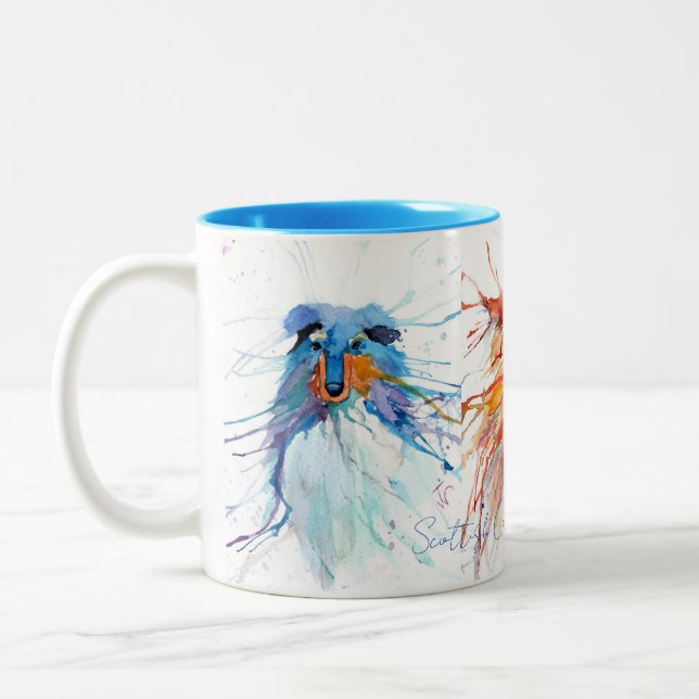 Mug Whimsical Scottish Collies Två-Tonad Mugg (Vänster)