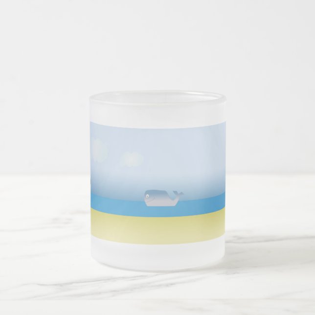 Mug with cartoon whale  frostad glasmugg (Center)
