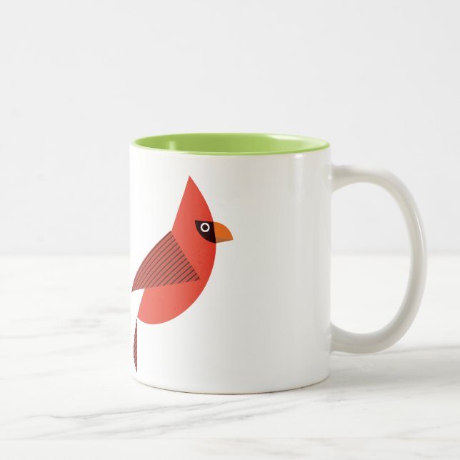 mug with red cardinal bird gift Två-Tonad mugg (Höger)