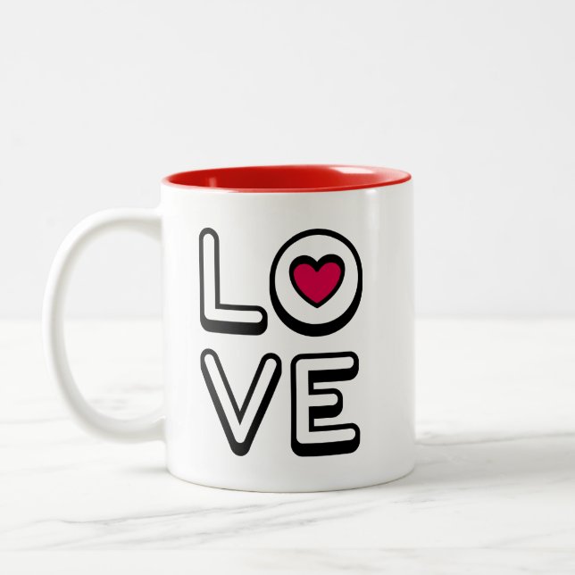 Mug with the word LOVE Två-Tonad Mugg (Vänster)