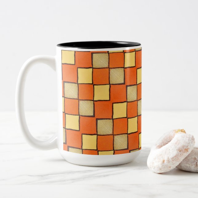 Mugg - 103 - Orange och Gult (Med munk)