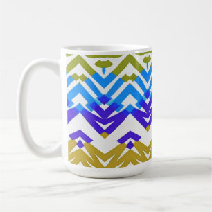 Mugg, A Classic multifärgad zigzag mönster design Kaffemugg