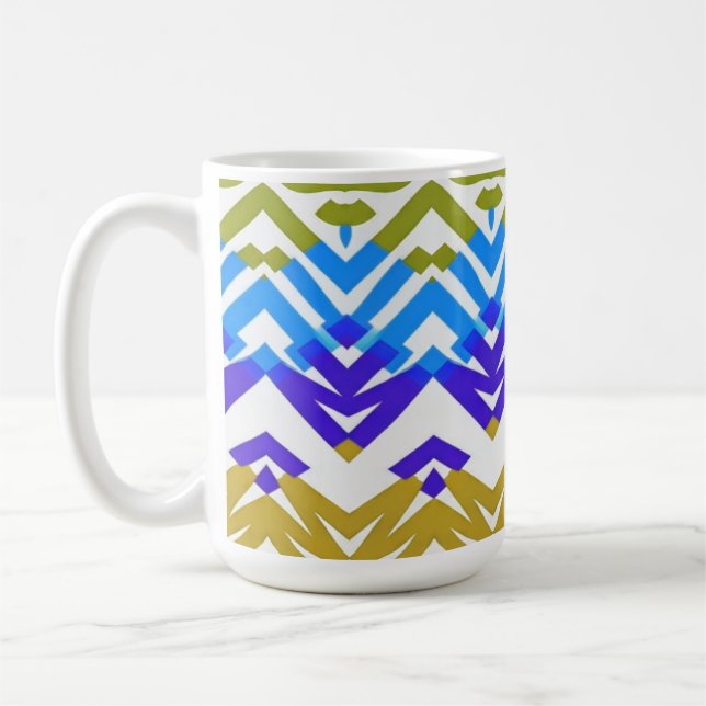 Mugg, A Classic multifärgad zigzag mönster design  Kaffemugg (Vänster)