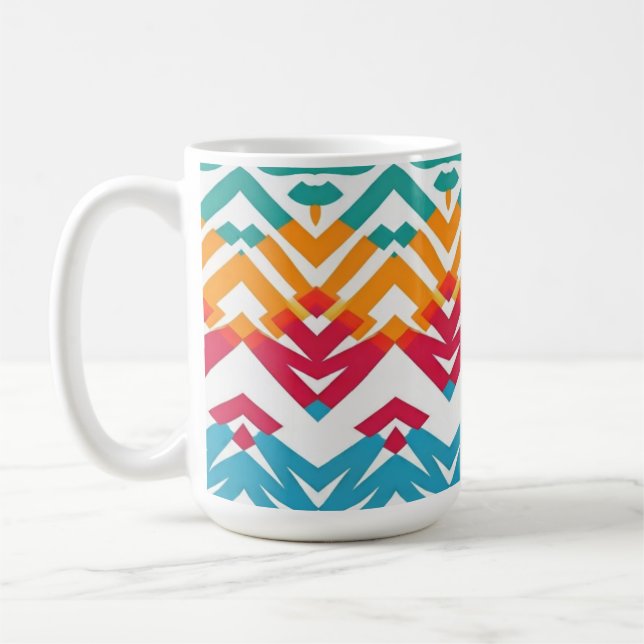 Mugg, A Classic multifärgad zigzag mönster design Kaffemugg (Vänster)