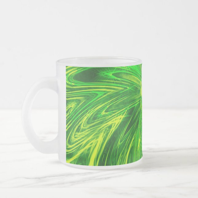 Mugg Abstrakt Linjer Grönt Flower (Vänster)