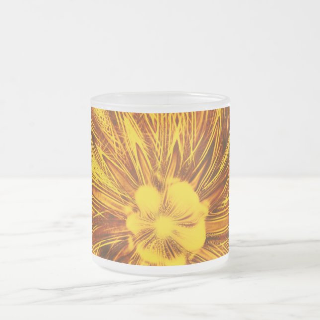 Mugg Abstrakt Linjer Gult Flower (Center)
