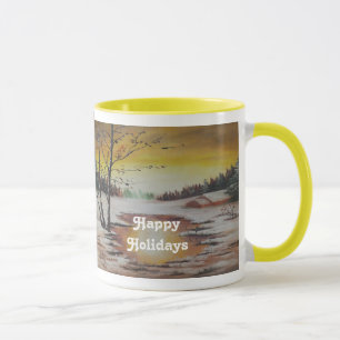 Mugg Ann Hayes målning Winter Scene