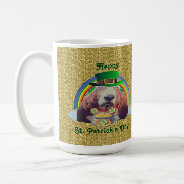 Mugg Baby Basset Hound Lycklig St. Patrick's Day (Vänster)