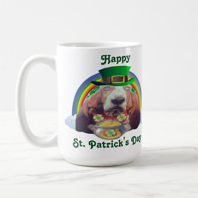 Mugg Baby Basset Hound Lycklig St. Patrick's Day (Vänster)