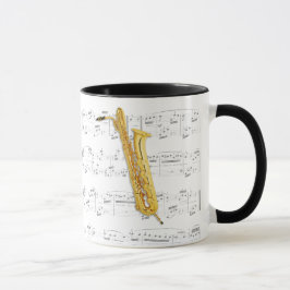 Mugg - bas- saxofon med notblad