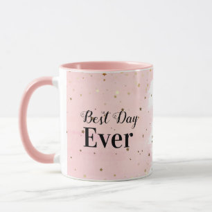 Mugg-Bästa dagen någonsin med stjärnor i Rosa Mugg
