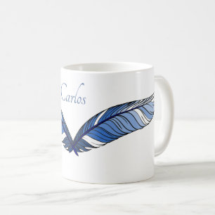 Mugg - Blå fjädrar och Namn