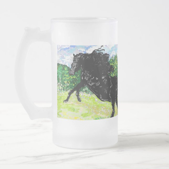 Mugg: Black Stallion Frostat Ölglas (Vänster)