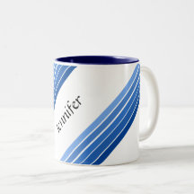 Mugg - Blådiagonalt Rand med Namn