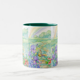 Mugg-Blommor fjäril, regnbåge Två-Tonad Mugg