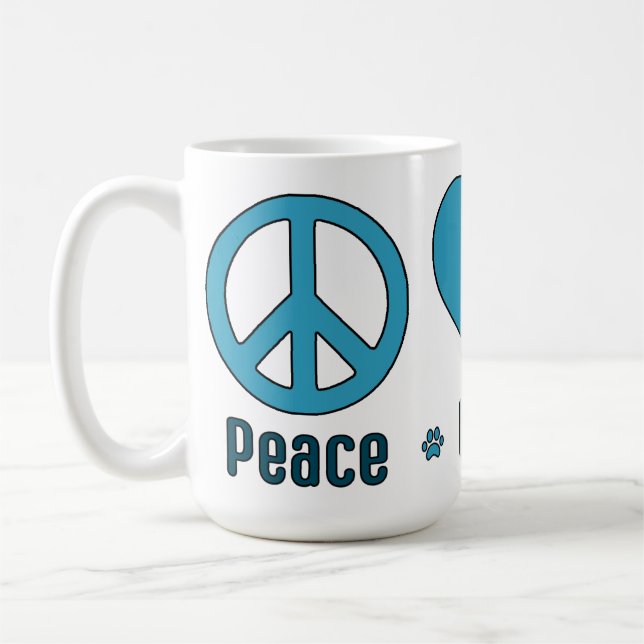 Mugg, Blue Design Peace Kärlek BBG-BG Kaffemugg (Vänster)