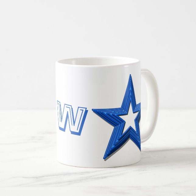 Mugg - Blue Stars och Initial (Framsida höger)